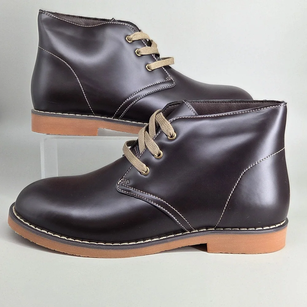 Camel Crown Chukka Boots Mens 8.5 Brown Leather Lace Up Gum Sole Desert Casual